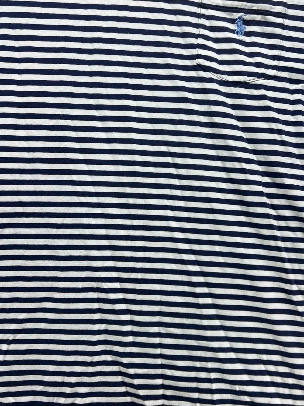 Ralph Lauren Blue and White Horizontal Stripe Polo